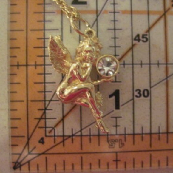 FLASH SALE AUTHENTIC SWAROVSKI SIGNED ANGEL Pendant with 32"  NECKLACE - Picture 4 of 5